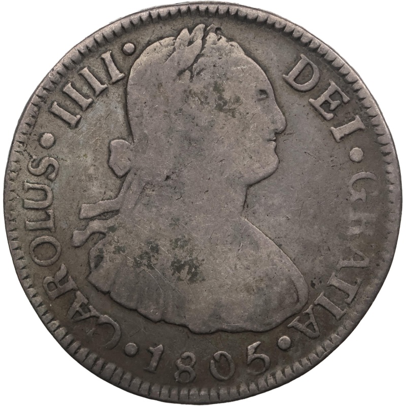 1805 NGM 2 Reales Guatemala Coin Charles IV Silver