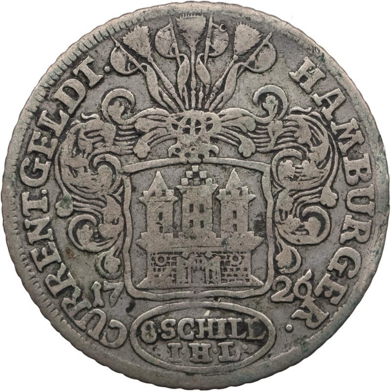 1726 IHL 8 Schilling Hamburg German states Silver Coin