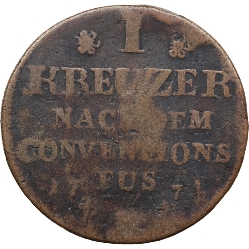 1774 1 Kreuzer Palatinate-Birkenfeld-Zweibrücken Christian IV Type 1
