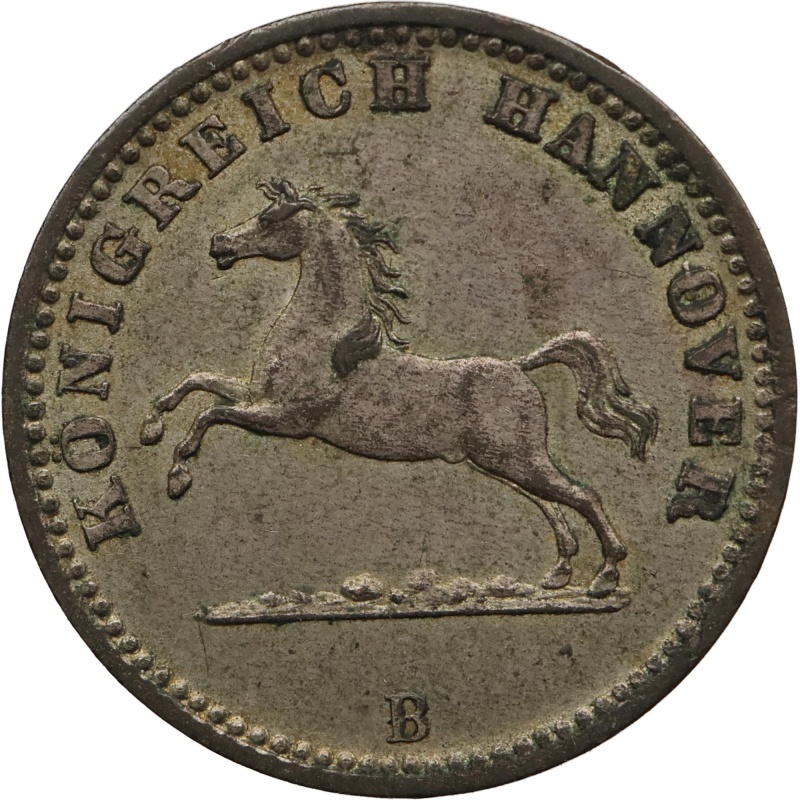 1864 B 1 Groschen Kingdom of Hannover Coin Germany George V
