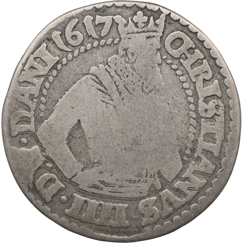1617 One Mark Denmark Norway Coin Christian IV