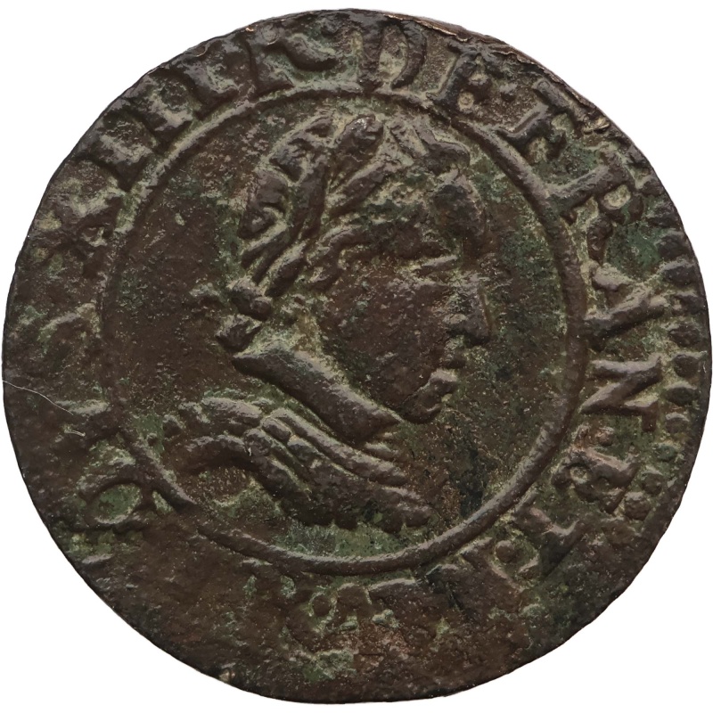 1621 Double Tournois Louis XIII France Coin Villeneuve 3rd type Restrike