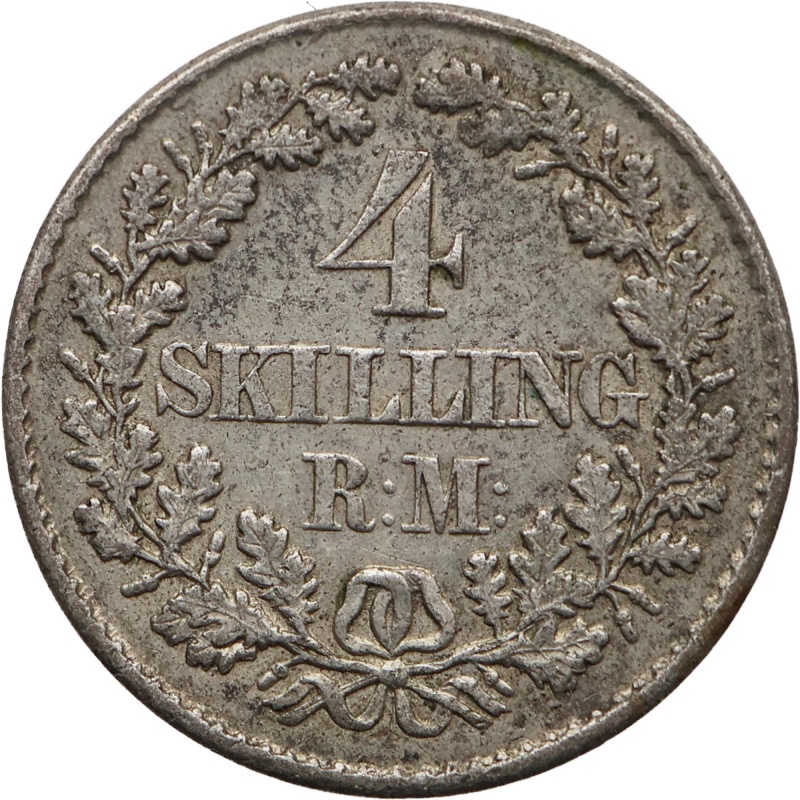 1854 FF 4 Skilling Rigsmønt Frederik VII Denmark Coin