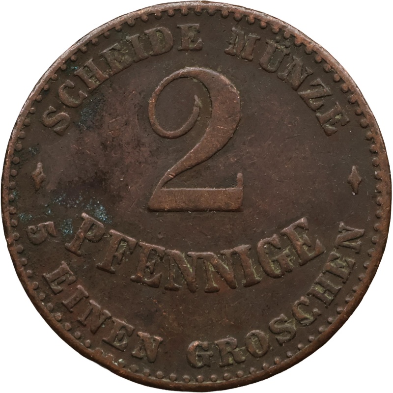 1870 B 2 Pfennige Saxe-Coburg and Gotha Coin Ernest II