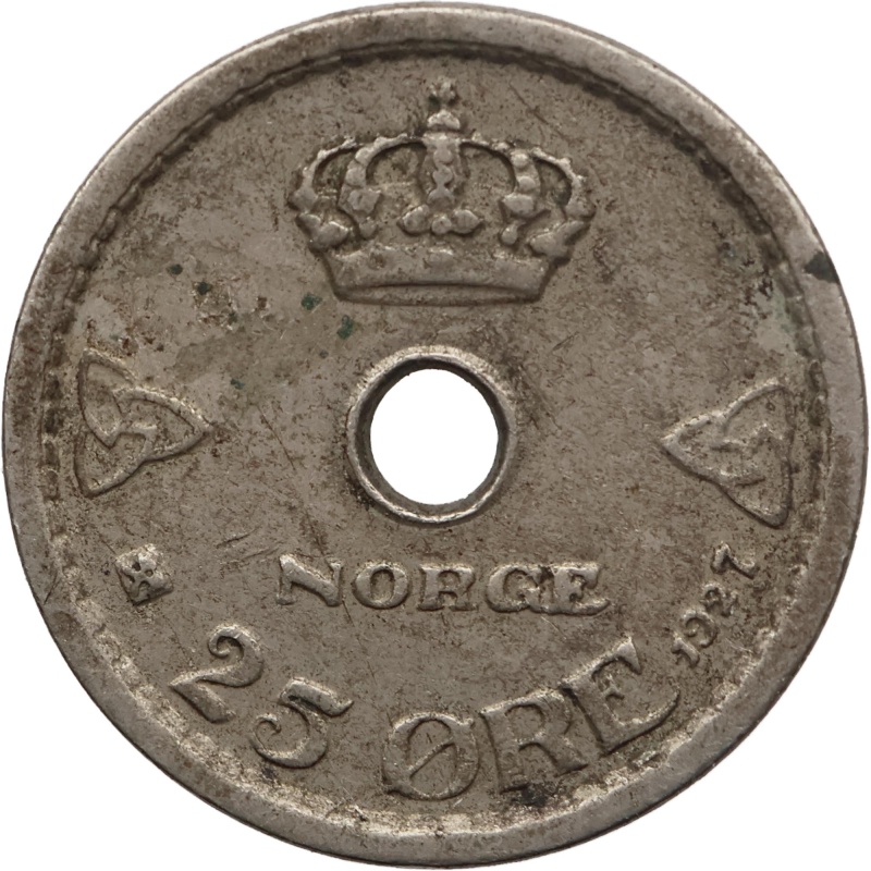 1927 25 Øre Norway Haakon VII Coin