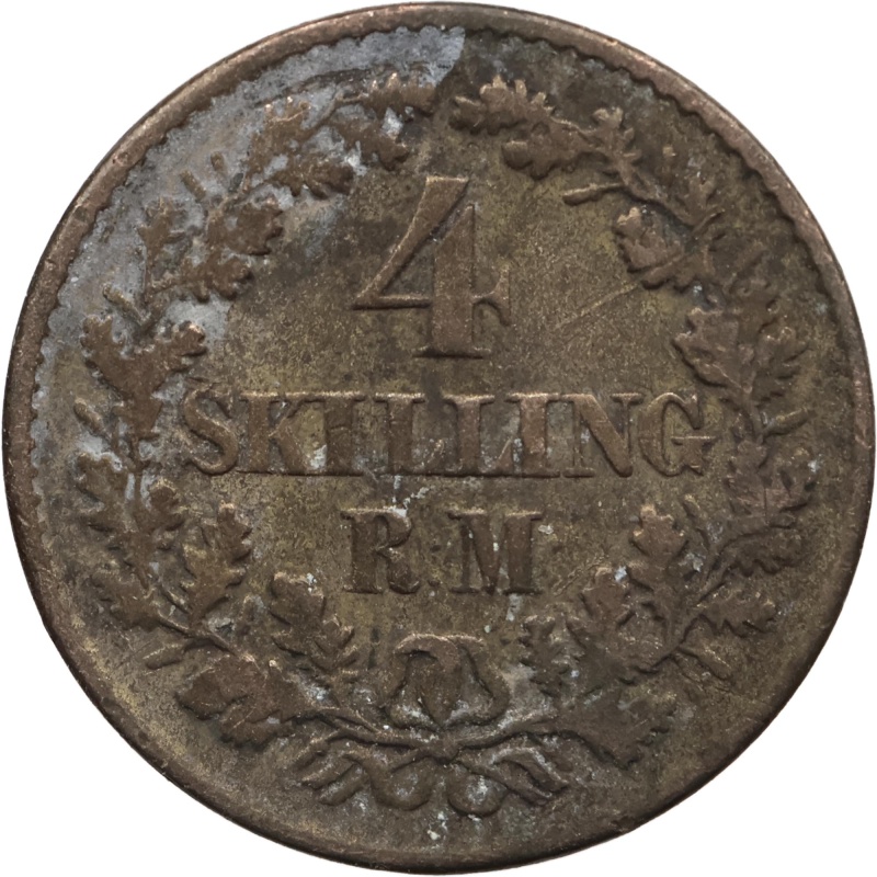 1854 FF 4 Skilling Rigsmønt Frederik VII Denmark Coin