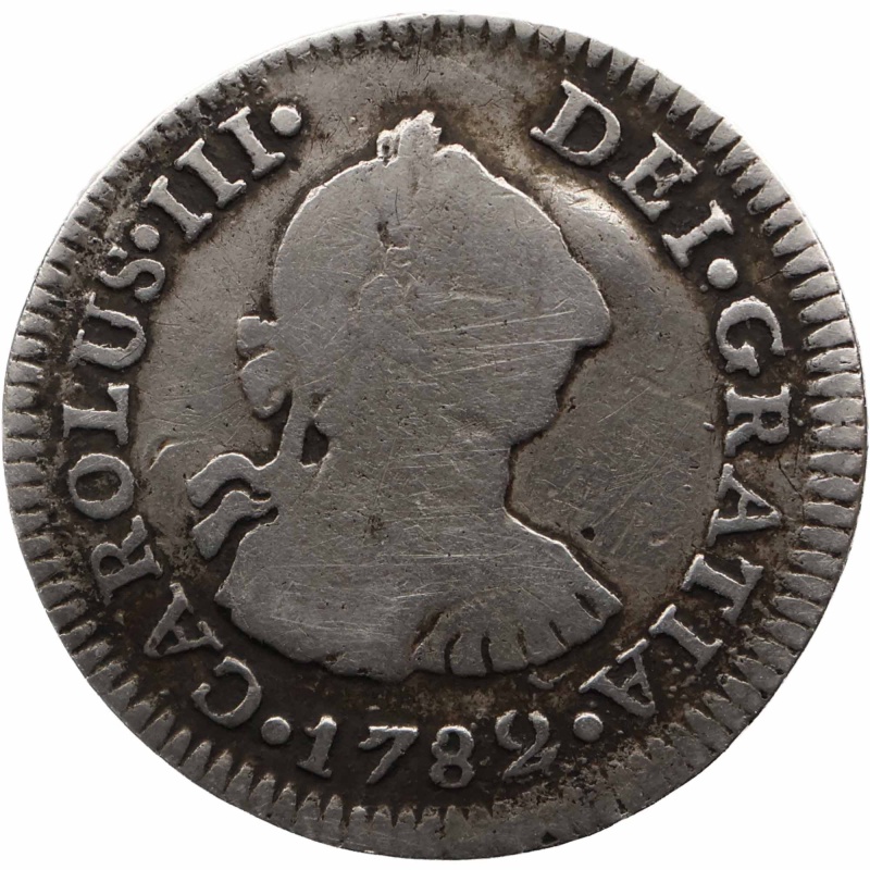 1782 Mo FM Half Real Mexico Coin Carlos III Silver