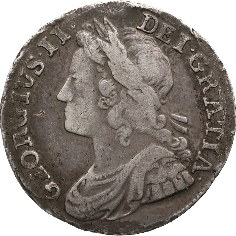 1739 Shilling George II Coin UK Young bust Roses in angles