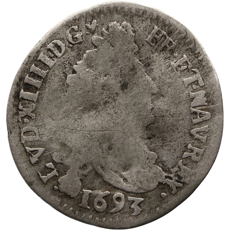 1693 4 Sols with 2 Ls Louis XIV France Coin Mint Rennes