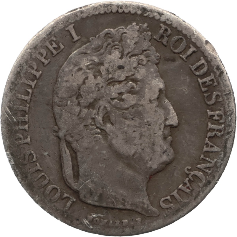 1833 A Half Franc France Coin Louis-Philippe I Silver Paris Mint