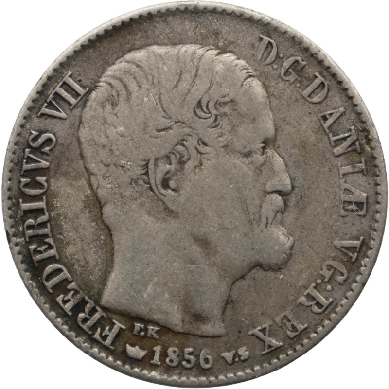 1856 16 Skilling Denmark Coin Frederik VII Silver Reeded Edge
