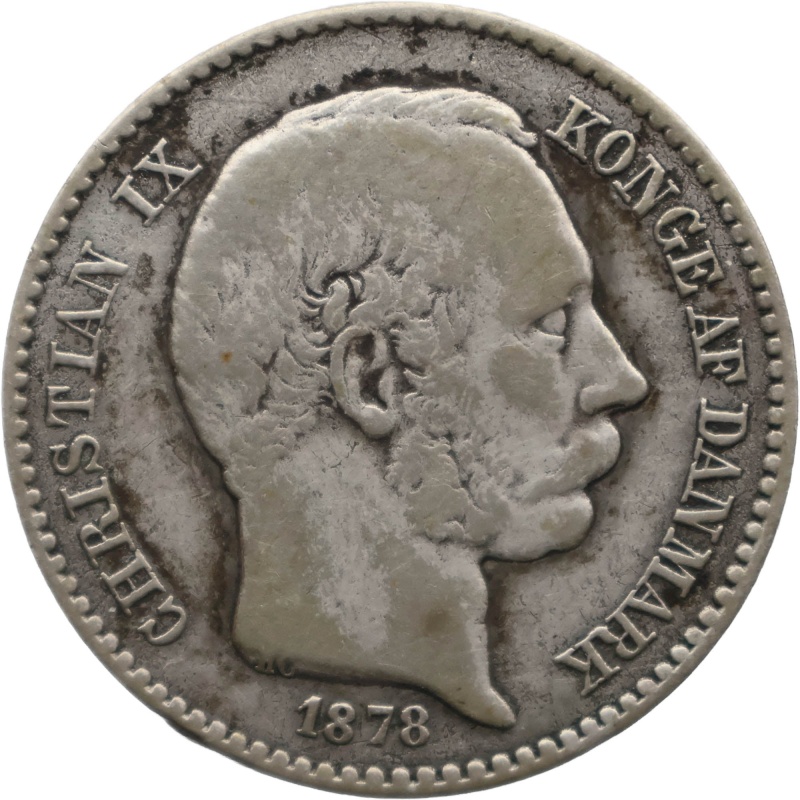 1878 10 Cents Danish West Indies Coin Christian IX