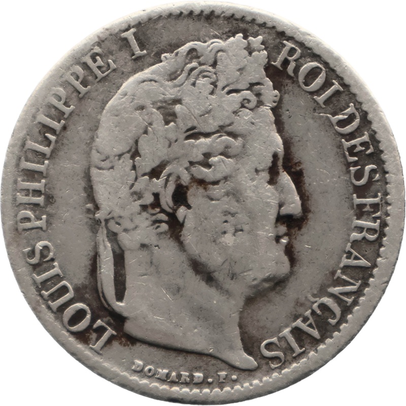 1834 A Half Franc France Coin Louis-Philippe I Silver Paris Mint