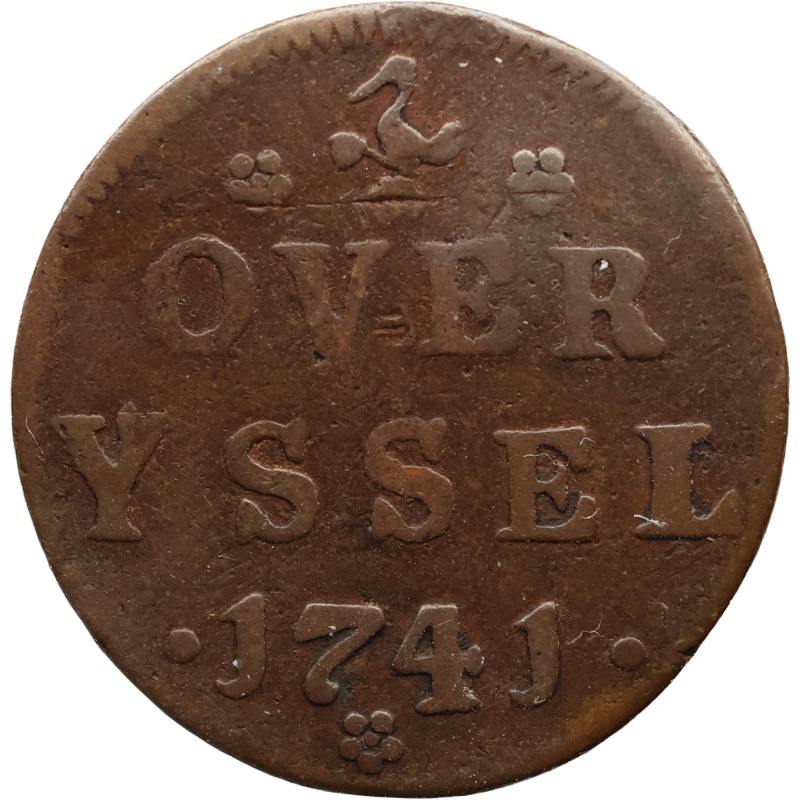 1741 One Duit Coin Dutch Republic Overijssel Netherlands
