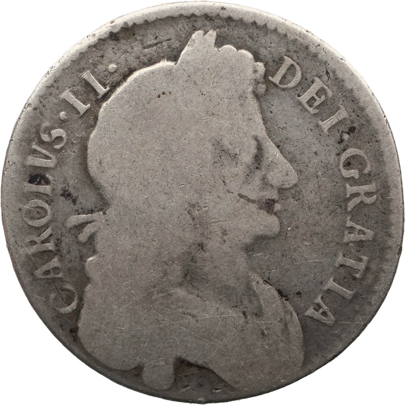 1683 Half Crown Charles II Coin Silver UK 4th bust