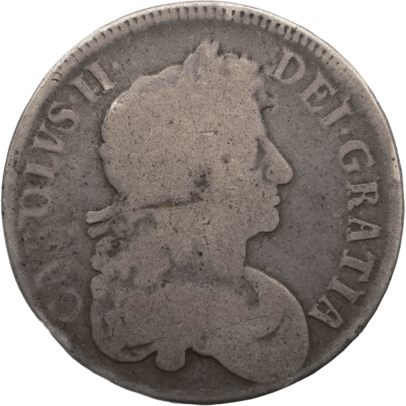 1677 Crown Charles II UK Coin Silver 3rd bust