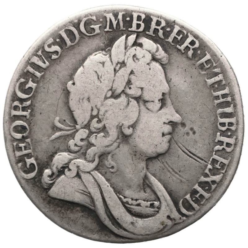 1723 Shilling George I Coin UK Silver SS and C in angles 2nd bust