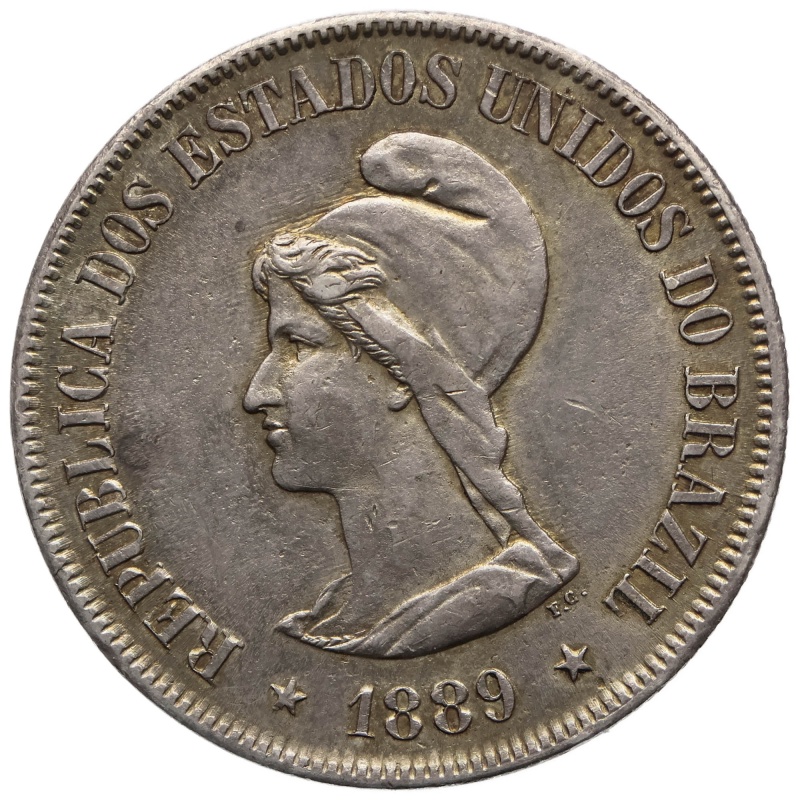 1889 500 Reis Brazil Coin Mint Rio de Janeiro