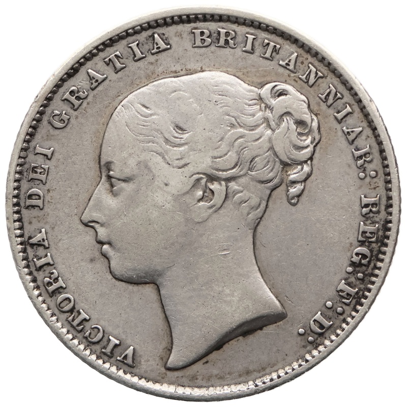 1865 Shilling Victoria Coin Silver GB Die number 58