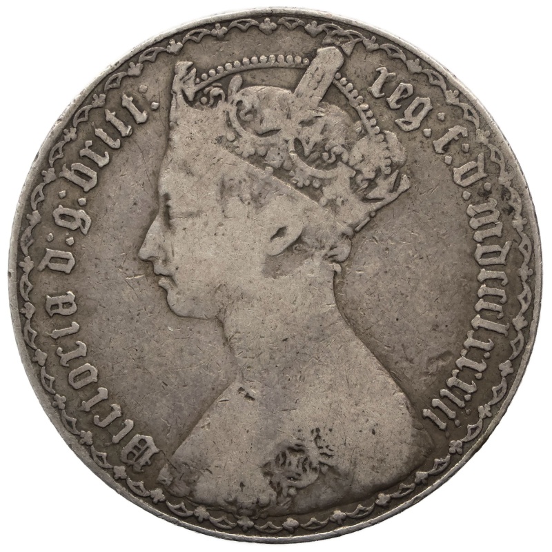 1883 Florin Gothic Victoria Coin UK Two Shillings Silver