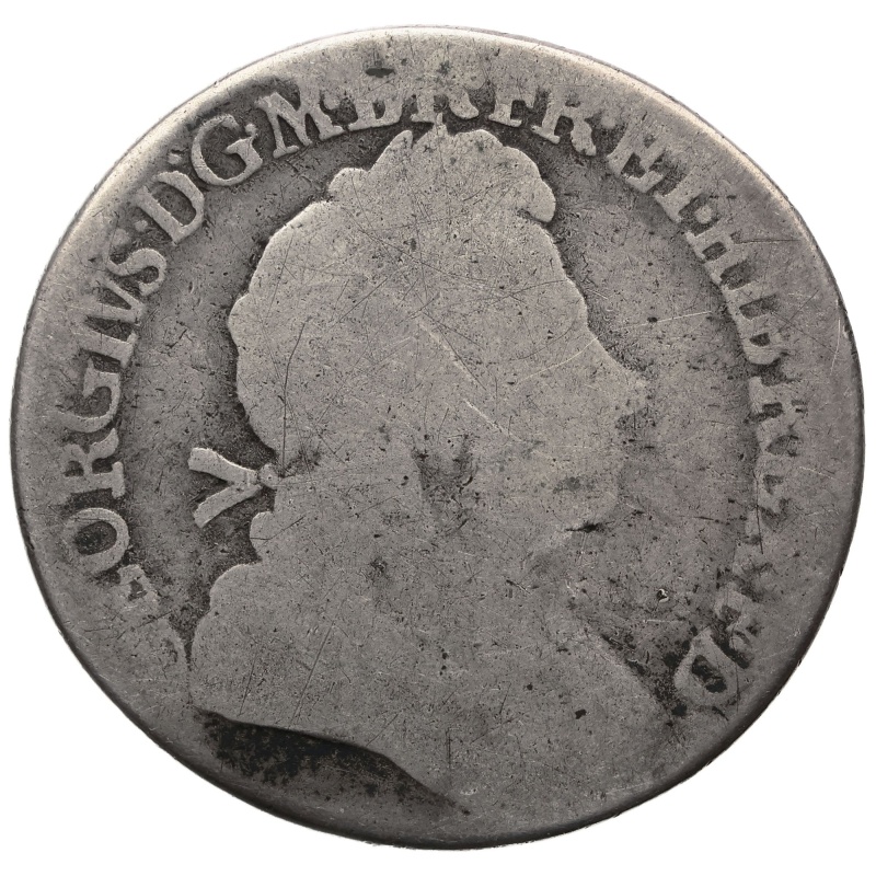 1723 Shilling George I Coin UK Silver SS and C in angles 1st bust