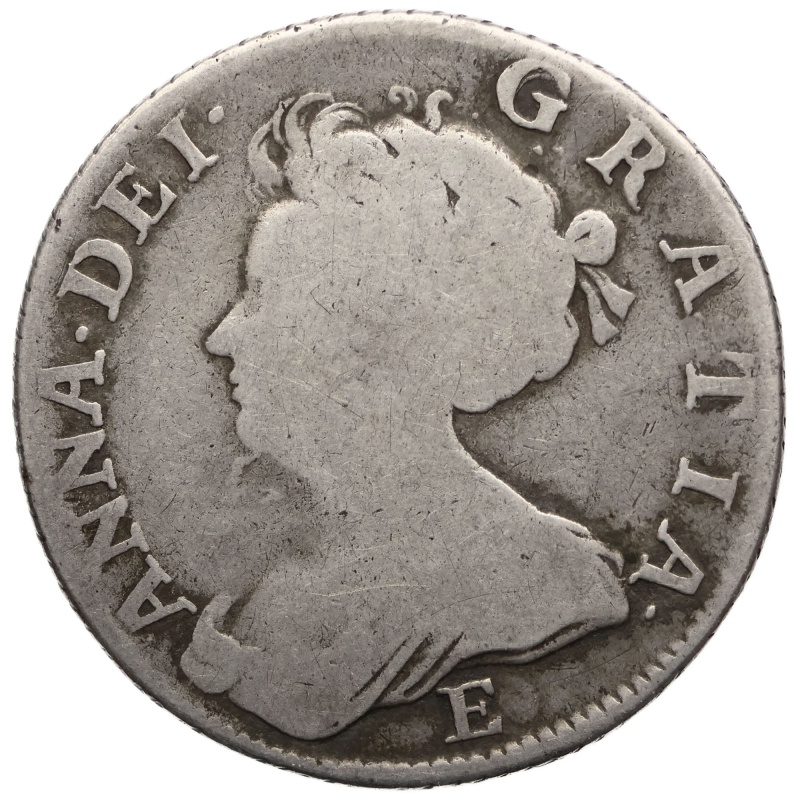 1707 Shilling Anne Coin Edinburgh Mint UK 2nd bust