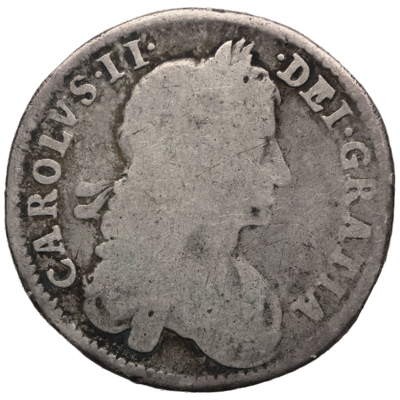 1663 Shilling Charles II Coin UK Silver 1st milled bust