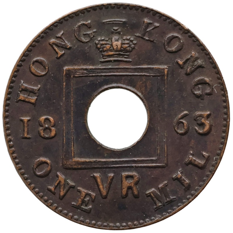 1863 1 Mil Hong Kong Coin Queen Victoria