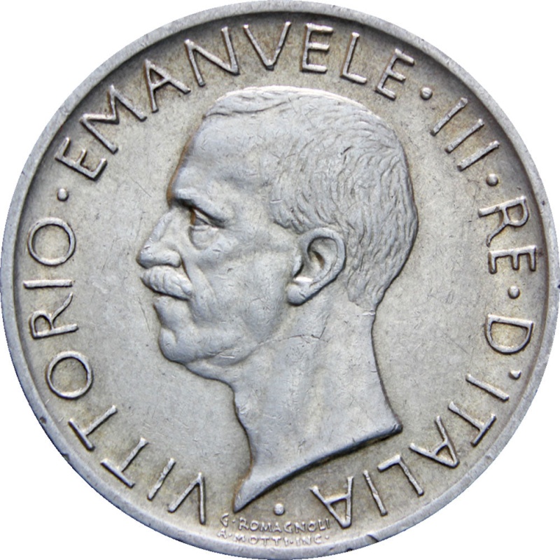 Italy 1927 5 Lire Vittorio Emanuele III Coin Silver
