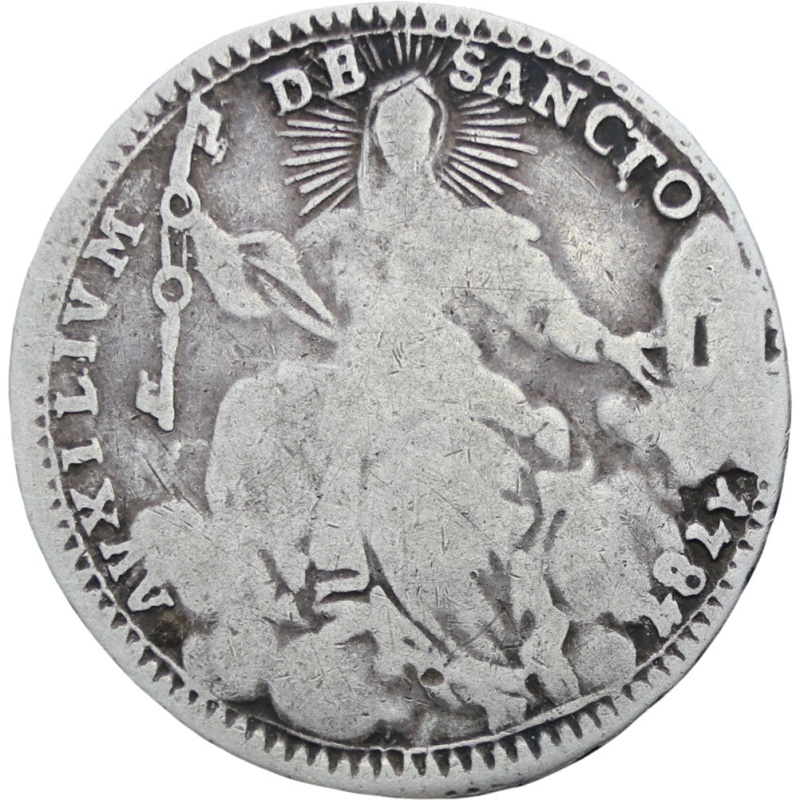 Italy Papal States 1787 Doppio 2 Giulio, 1/5 Scudo Pius VI Coin Silver