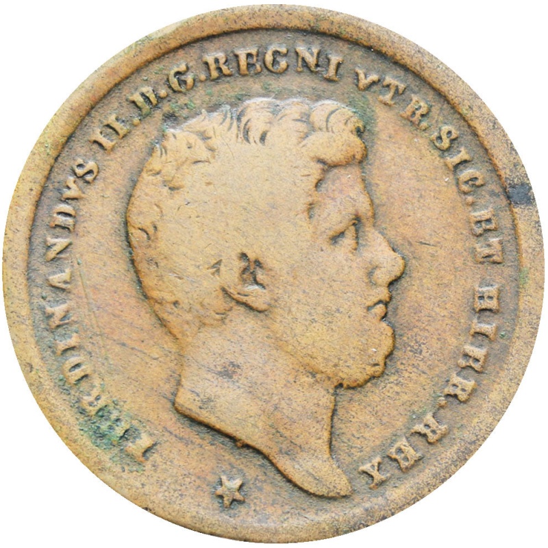 Italy states Naples & Sicily 1859 2 Tornesi Ferdinand II Coin