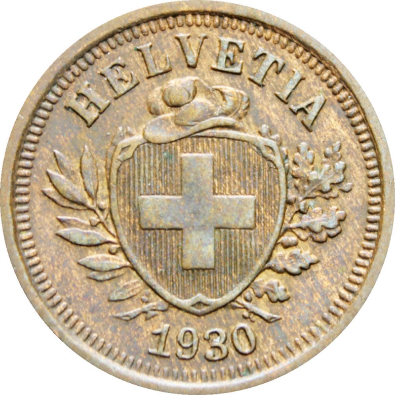Switzerland 1930 B 1 Rappen Coin