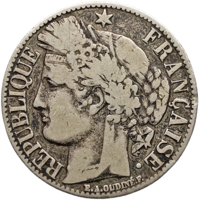 1881 A One Franc France Coin Silver Paris Mint