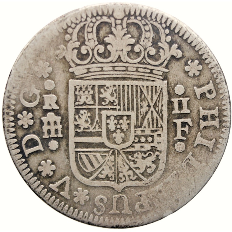 1723 2 Reales Spain Coin Philip V Segovia Mint Silver
