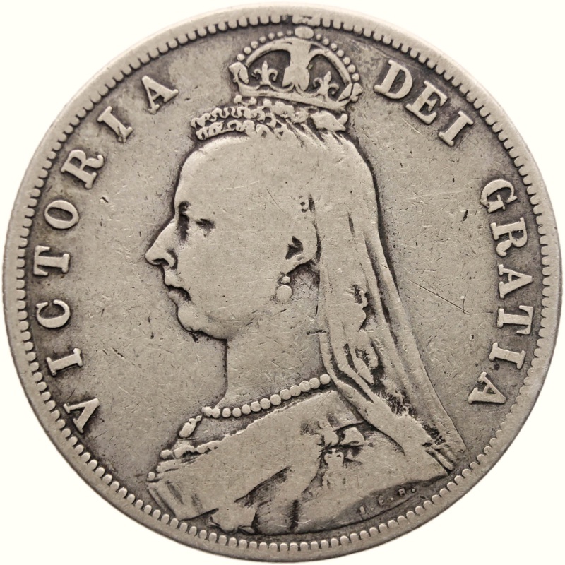 1887 Half Crown Victoria Coin Silver United Kingdom