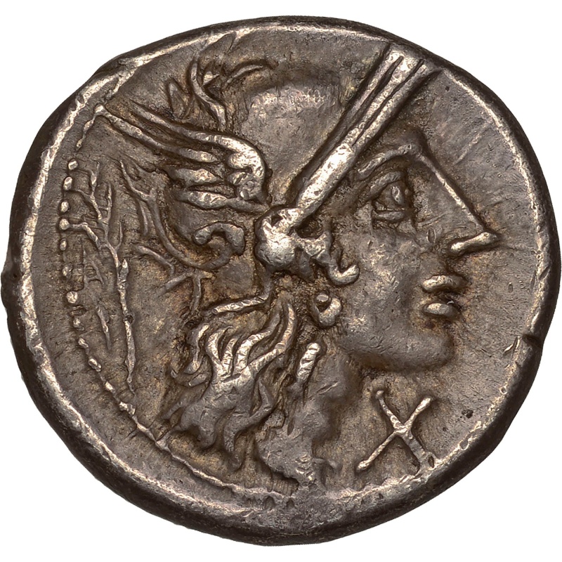 122 BC Roman Republic Coin Papiria M. Papirius Carbo Denarius Silver