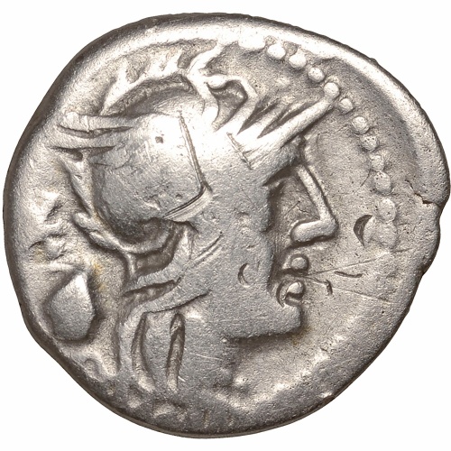 126 BC Roman Republic Coin C. Cassius Denarius Silver