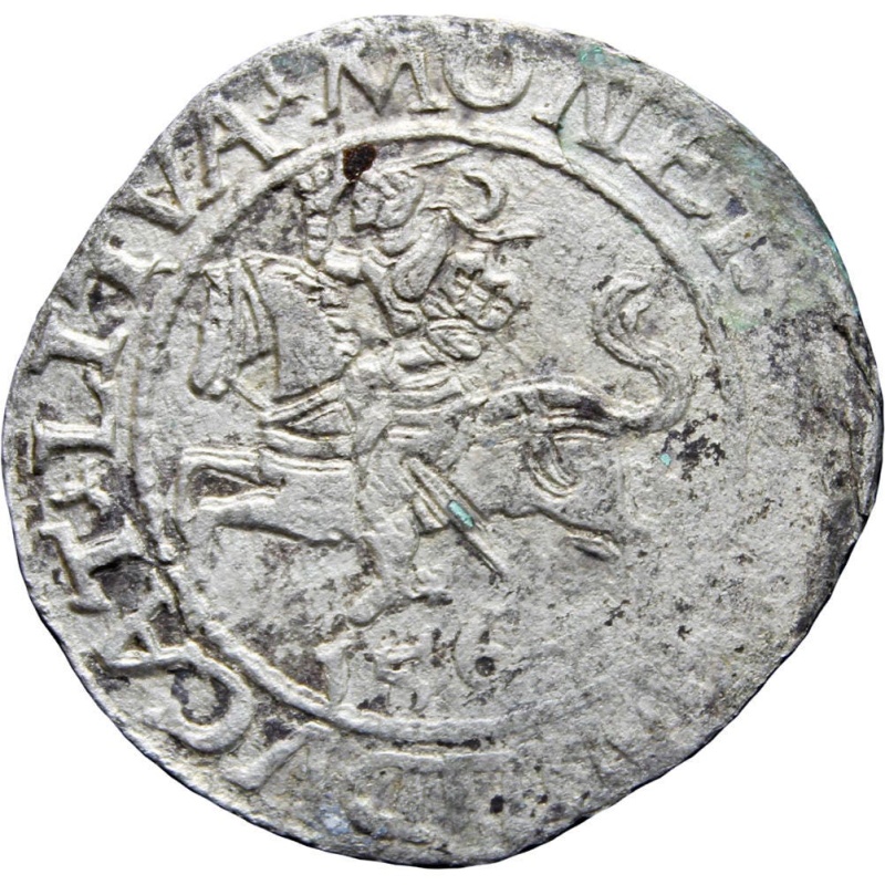 1565 Half Groschen / Groat Lithuania Sigismund II Augustus Coin Silver