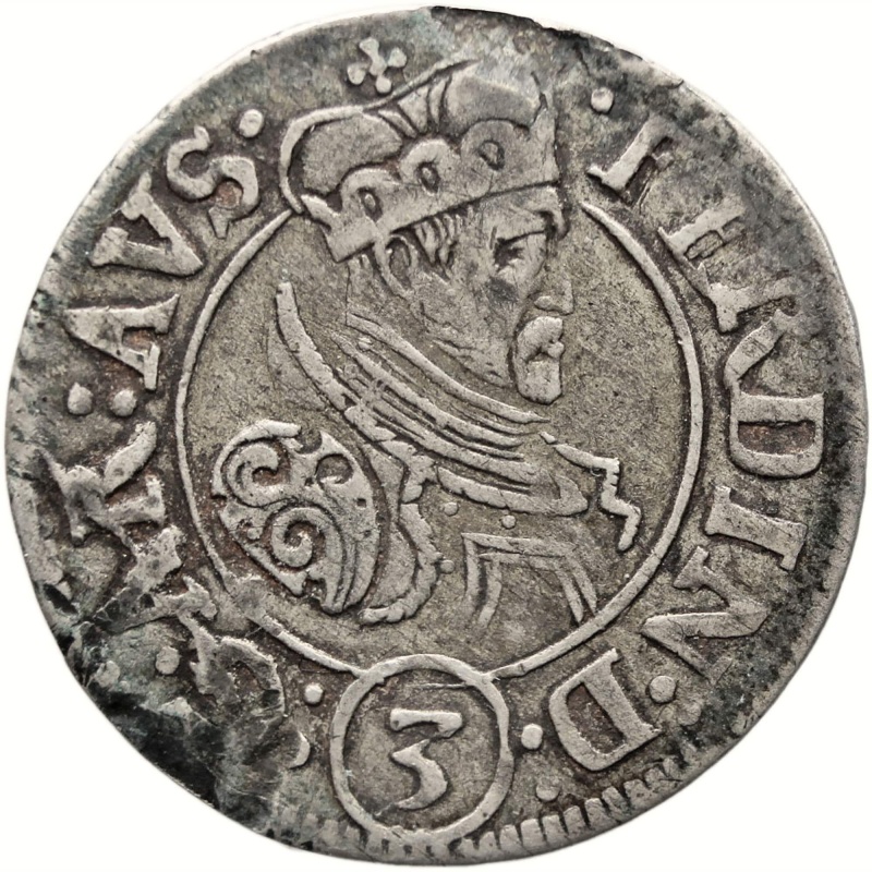 1577-1595 3 Kreuzer Tyrol Austria Coin Ferdinand II Silver