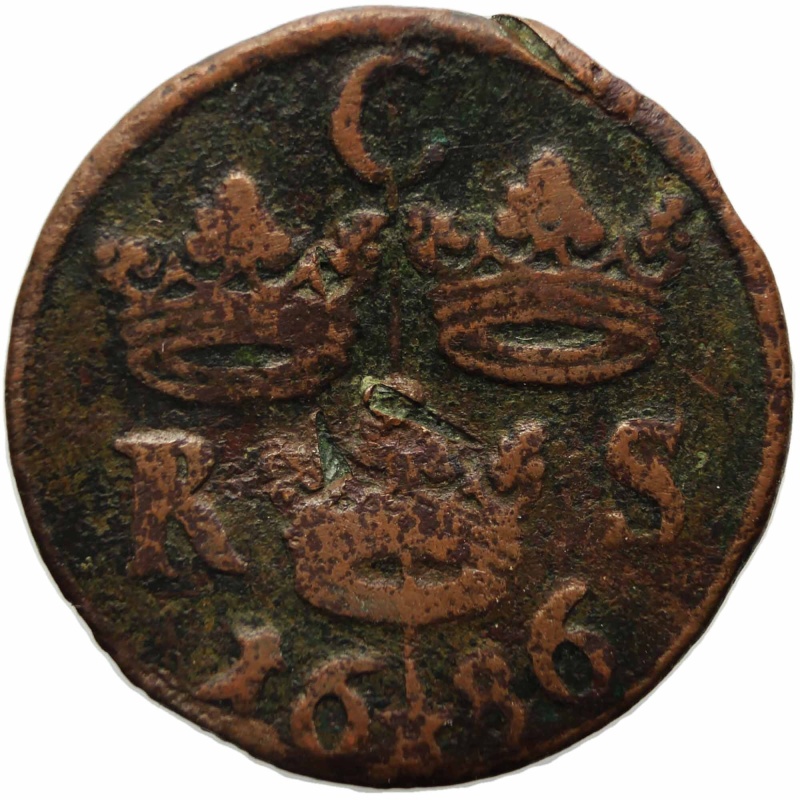 1686 1/6 Öre Sweden Coin Charles XI