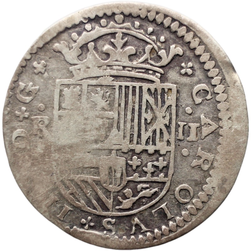 1708 2 Reales Principality of Catalonia Spain Coin Silver