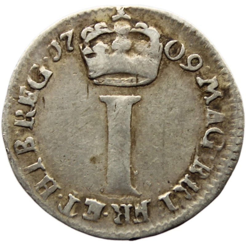 1709 Penny Maundy Coinage Anne Great Britain Silver Coin
