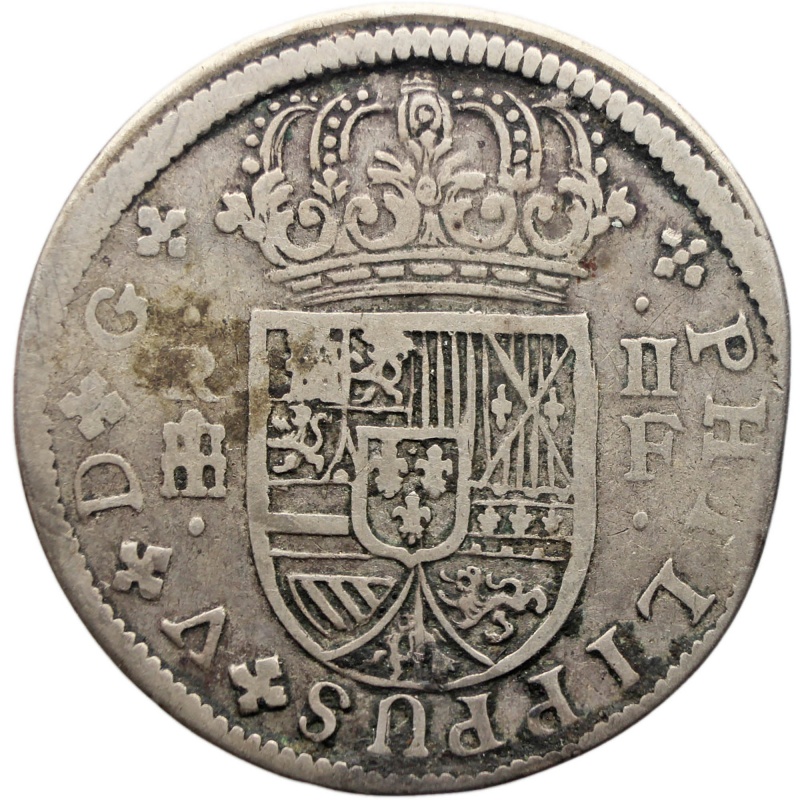 1719-1729 2 Reales Spain Coin Philip V Segovia Mint Silver