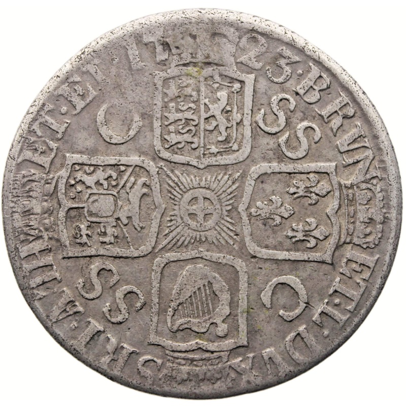1723 Shilling George I Coin UK Silver SS and C in angles