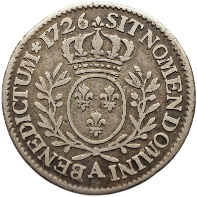 1726 A 24 Sols France Louis XV Silver Coin Paris Mint