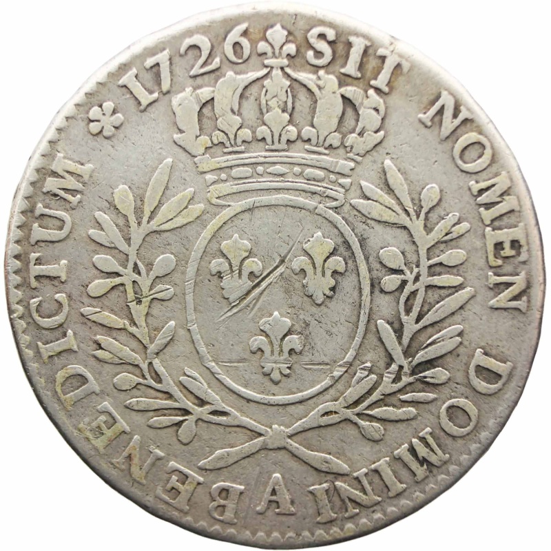 1726 A Half Ecu France Louis XV Silver Coin Paris Mint