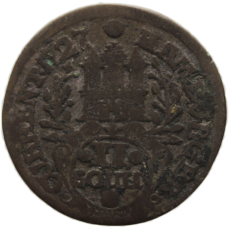 1727 IHL1 Doppelschilling City of Hamburg German States Silver Coin