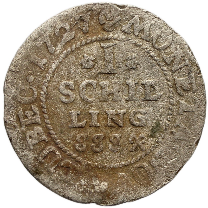 1727 JJJ Shilling City of Lübeck German States Coin Silver