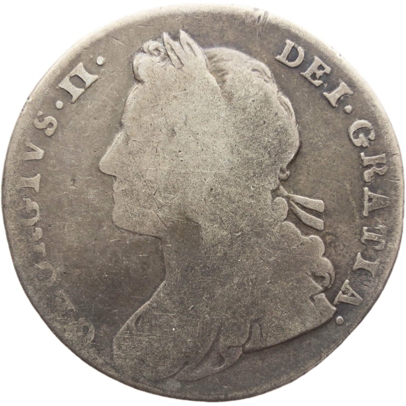 1727 Shilling George II Silver Coin United Kingdom Roses and plumes in angles