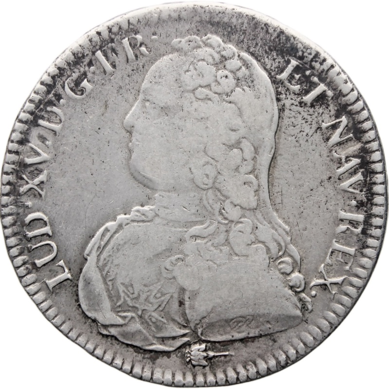 1729 X Half Ecu France Louis XV Silver Coin Amiens Mint